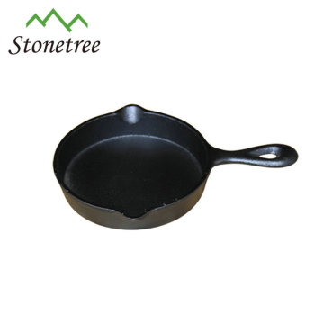 Pre-seasoned single handle small cast iron skillets for indoor and outdoor